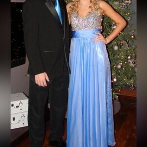 La Femme Light Blue Dress with Crystal Accents
